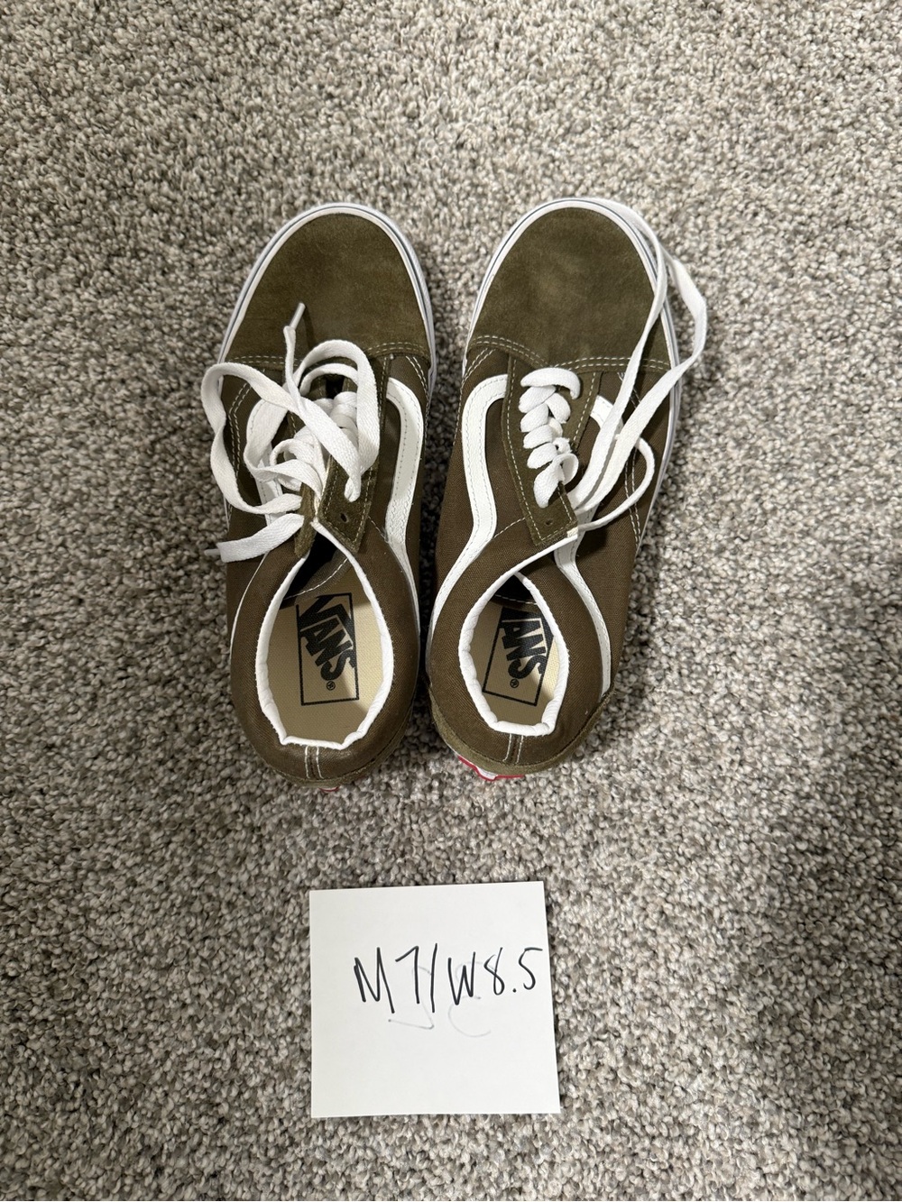 Vans Old Skool Olive Green with White Stripe